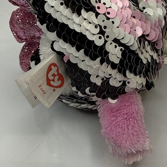 NEW ZOEY ZEBRA Ty FLIPPABLES Sequin Beanie 6" Boos Limited Collection Plush Toy - Picture 6 of 6